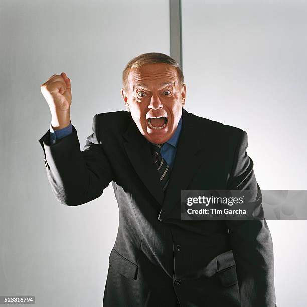 angry businessman shouting - gereiztheit stock-fotos und bilder