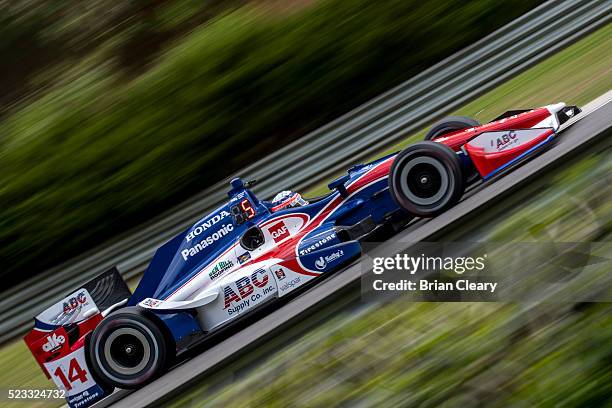 Takuma Sato, of Japan, drives the Honda IndyCar on the track during practice for the Honda Indy Grand Prix of Alabama at Barber Motorsports Park on...