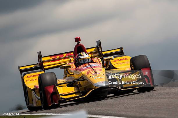 Ryan Hunter-Reay drives the Honda IndyCar on the track during practice for the Honda Indy Grand Prix of Alabama at Barber Motorsports Park on April...