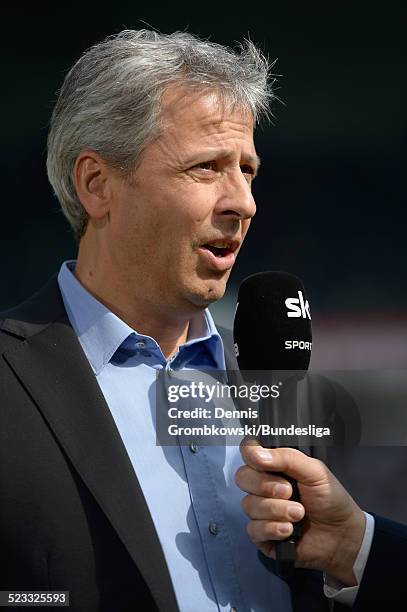 Head coach Lucien Favre of Moenchengladbach looks on prior to the Bundesliga match between VfL Borussia Moenchengladbach and 1. FC Nuernberg at...