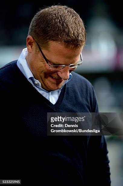 Max Eberl, director of sports, of Moenchengladbach reacts prior to the Bundesliga match between VfL Borussia Moenchengladbach and 1. FC Nuernberg at...