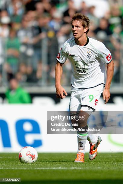 Luuk de Jong of Moenchengladbach controls the ball during the Bundesliga match between VfL Borussia Moenchengladbach and 1. FC Nuernberg at Borussia...
