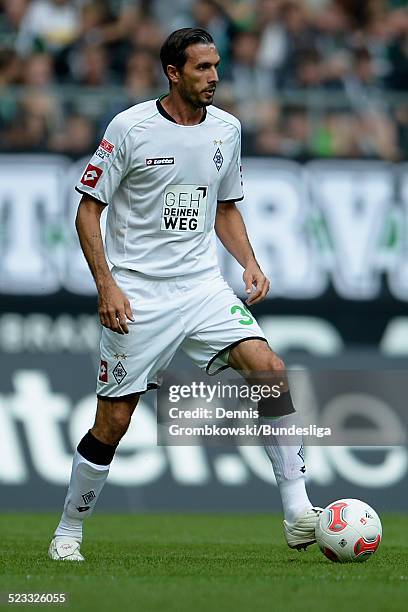 Martin Stranzl of Moenchengladbach controls the ball during the Bundesliga match between VfL Borussia Moenchengladbach and 1. FC Nuernberg at...