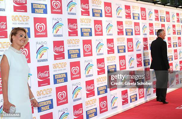 Franziska van Almsick and her partner Juergen B. Harder during the Radio Regenbogen Award 2016 at Europapark Rust on April 22, 2016 in Rust, Germany.