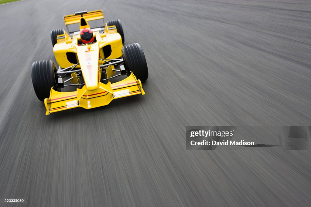 Openwheel Singleseater Racing Car Racecar Speeding Down Racetrack High ...
