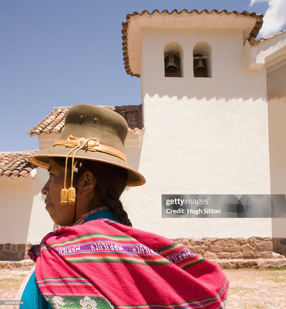 Woman Wearing Traditional Clothing Standing Near Church