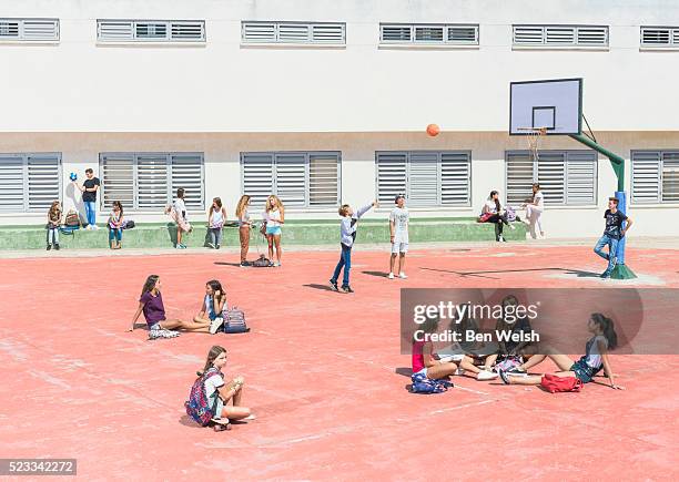 schoolyard - school playground stock-fotos und bilder