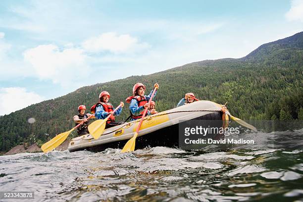 family whitewater rafting - river rafting stock pictures, royalty-free photos & images