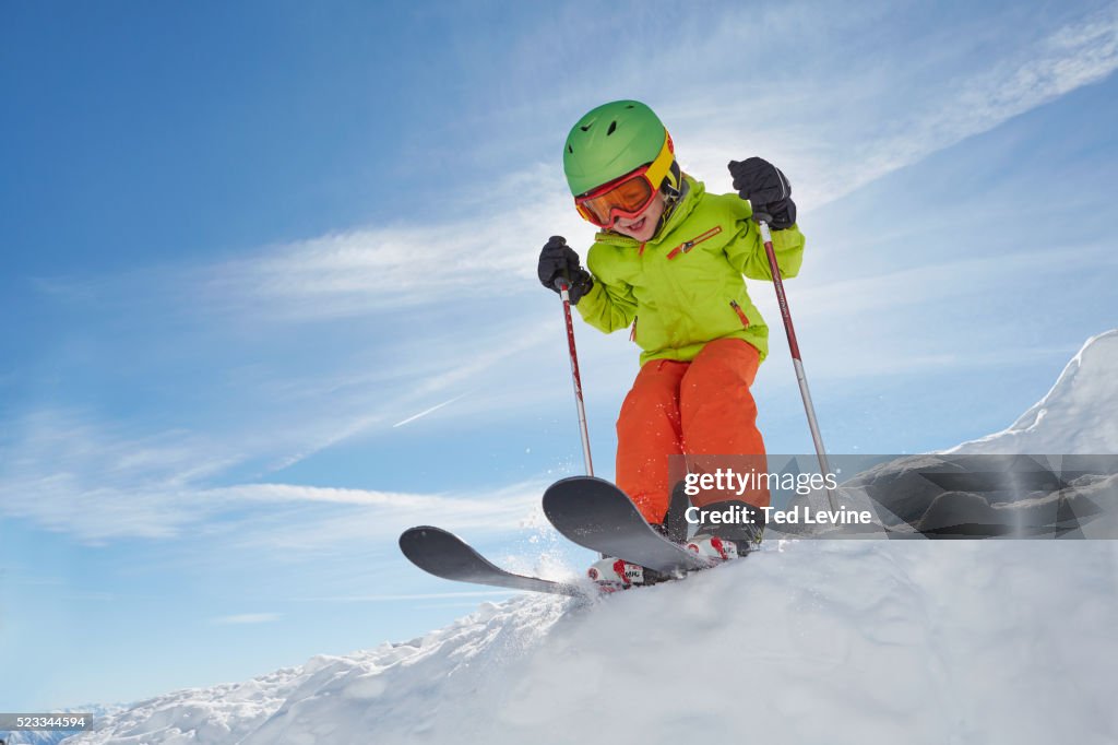 Boy skiing