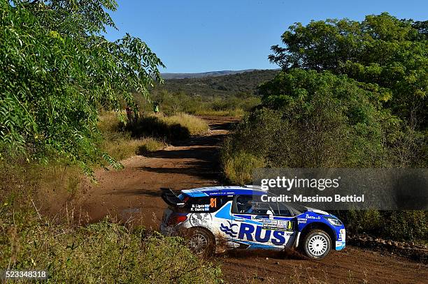 Marcos Ligato of Argentina and Ruben Garcia of Argentina compete in their Citroen DS3 WRC during Day One of the WRC Argentina on April 22, 2016 in...