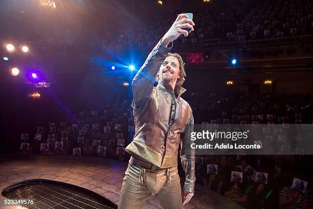 Christian Borle performs at Broadway's 'Something Rotten' celebration during the 400th Anniversary of Shakespeare's death at St. James Theatre on...