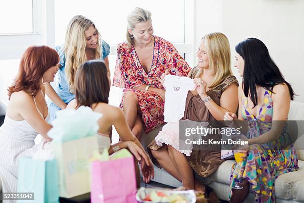 friends at baby shower - babyshower stock pictures, royalty-free photos & images