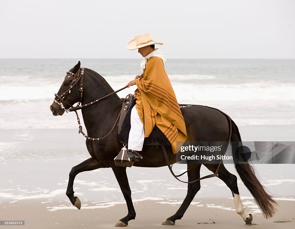 Man Riding Horse on Beach