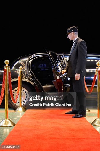 Driver Holding Limo Door Open Driver Holding Limo Door Open