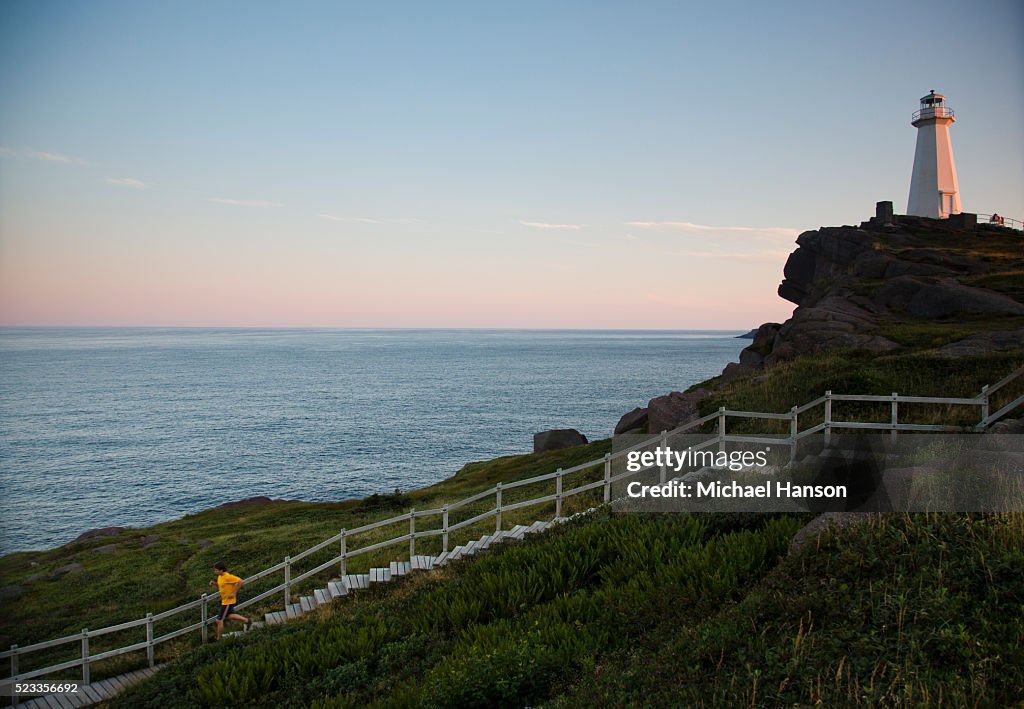 Man running up stairs, St. John's, Newfoundland and Labrador, Canada
