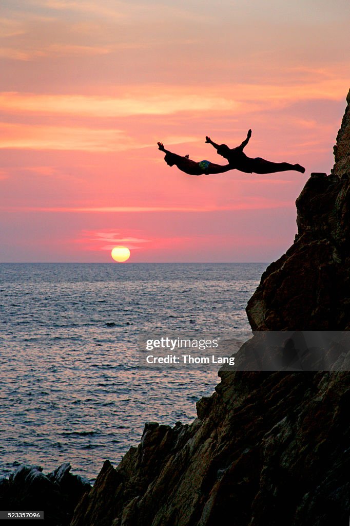 Acapulco Cliff Divers at Sunset