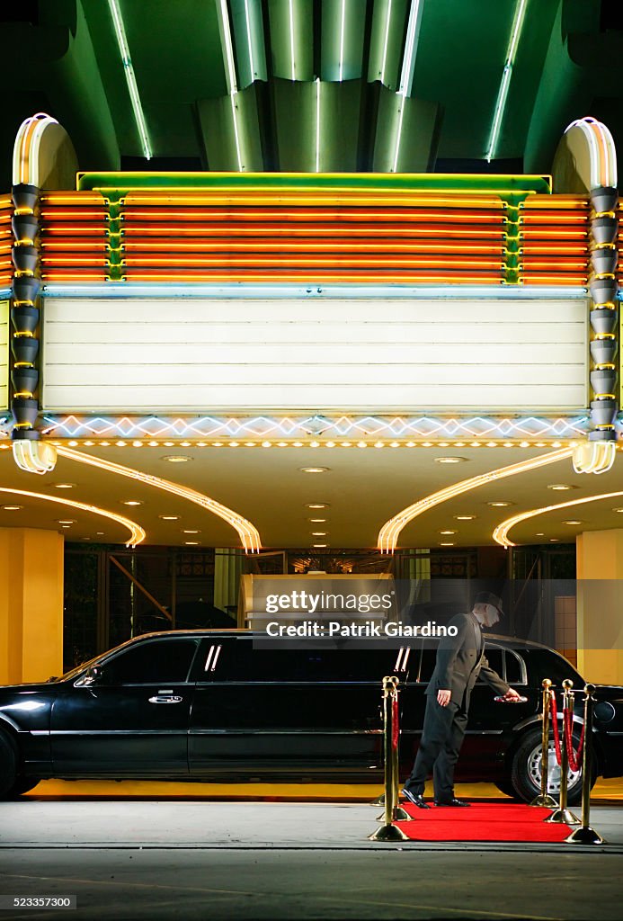 Driver Opening Limo Door at Premiere