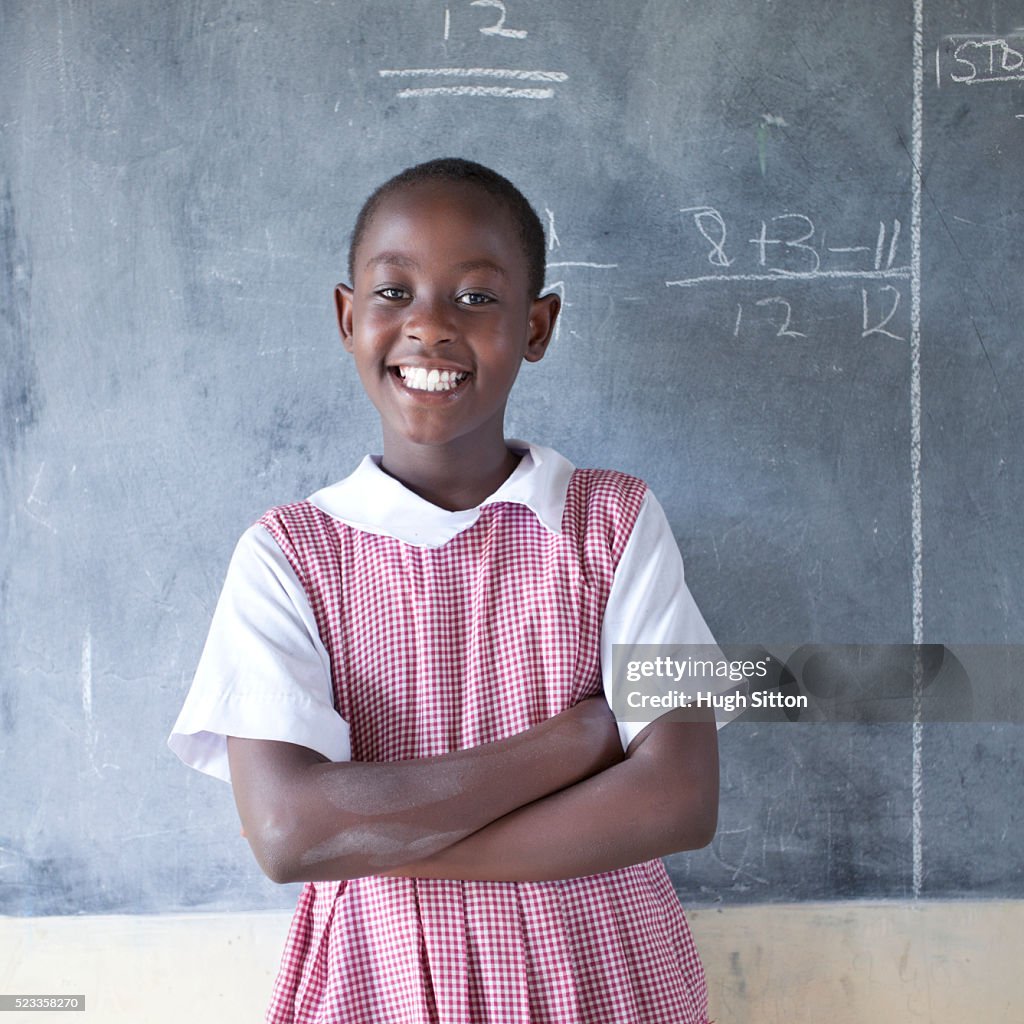 Schoolgirl (8-9) in Primary School, Maasai area, Kenya