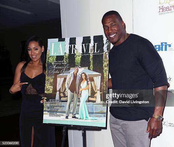 Personality Sasha Dindayal and husband NFL player Antonio Gates attend Los Angeles Travel Magazine's release of its 2016 spring issue at Andaz West...