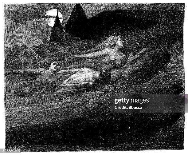 antique illustration of women ghosts - ghost stock illustrations