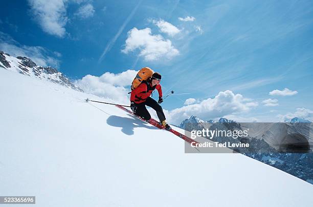 telemark skier - garmisch ski stock pictures, royalty-free photos & images