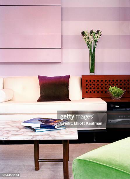 two books are kept on the center table in the living room - coffee table books stockfoto's en -beelden