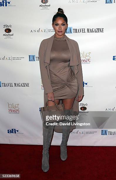 Personality Olivia Pierson attends Los Angeles Travel Magazine's release of its 2016 spring issue at Andaz West Hollywood on April 22, 2016 in West...