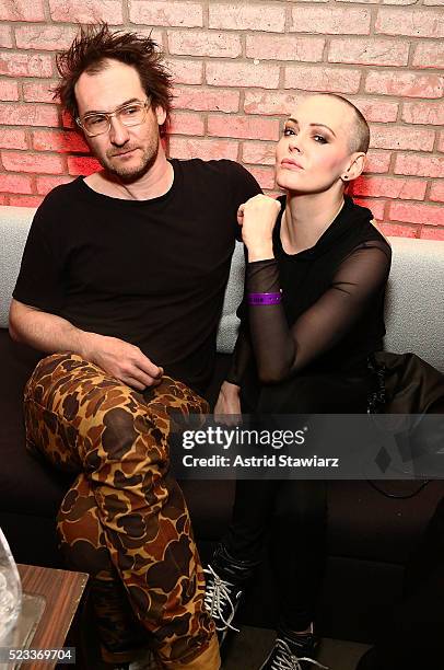 Benjamin Palmer and actress Rose-McGowan attend SHOT! The Psycho-Spiritual Mantra of Rock - After Party - 2016 Tribeca Film Festival on April 22,...