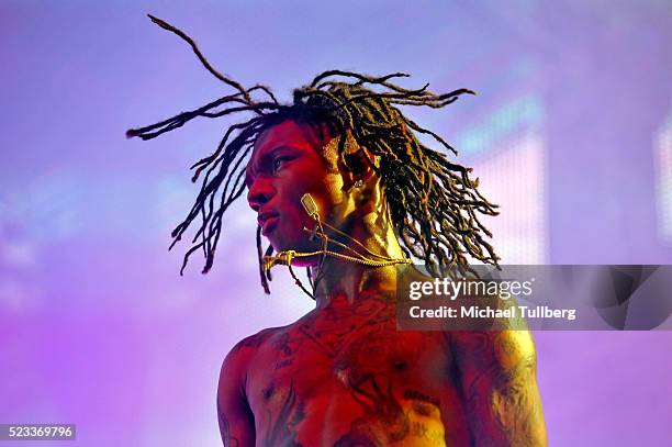 Recording artist Swae Lee of Rae Sremmurd performs onstage during day 1 of the 2016 Coachella Valley Music & Arts Festival Weekend 2 at the Empire...