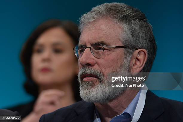 The Sinn F��in party's leader, Gerry Adams, at the Sinn F��in Ard Fheis 2016 that gets under way in Dublin's Convention Center this evening with...