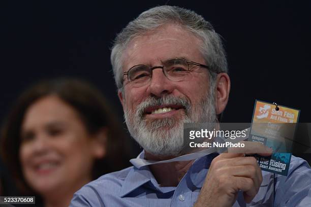 The Sinn F��in party's leader, Gerry Adams, at the Sinn F��in Ard Fheis 2016 that gets under way in Dublin's Convention Center this evening with...