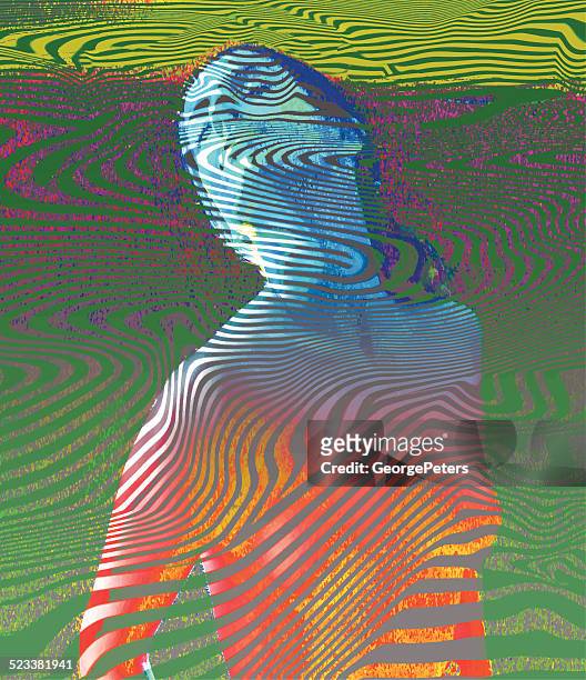 vintage psychedelic woman - trippy stock illustrations