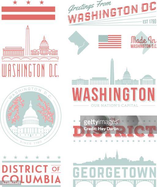 washington d.c. typography - capital cities stock illustrations