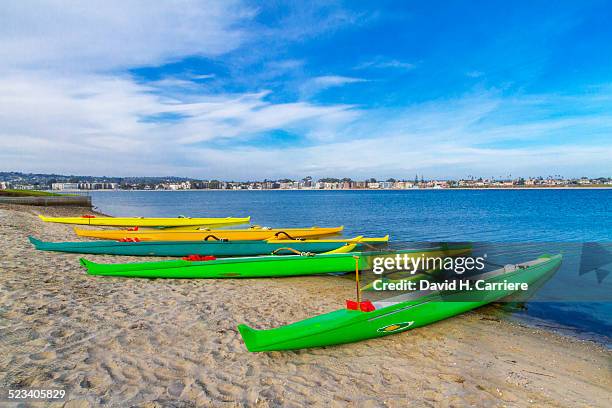 outrigger canoe mission bay, san diego, california - false bay stock pictures, royalty-free photos & images