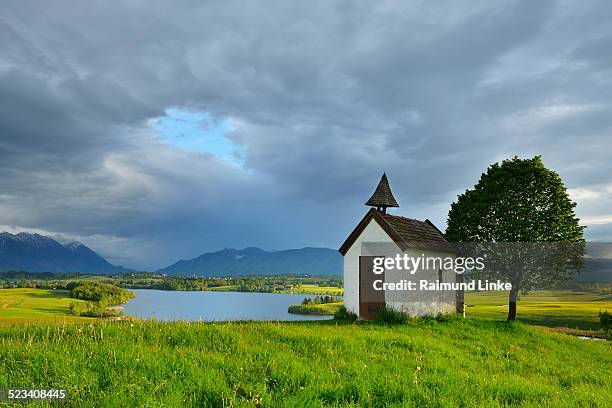 little chapel with tree - riegsee stock-fotos und bilder