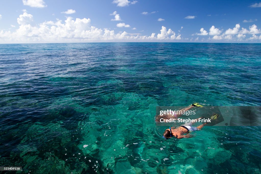Floating above a coral reef