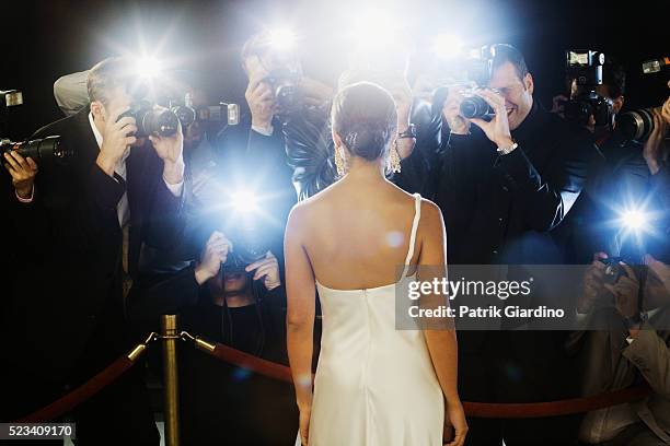 paparazzi photographing celebrity at red carpet event - paparazzi photographers bildbanksfoton och bilder