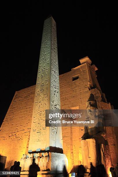 night view of luxor temple - obelisk stock pictures, royalty-free photos & images