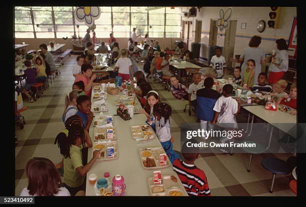cafeteria at claxton elementary school - cafeteria kids stock pictures, royalty-free photos & images