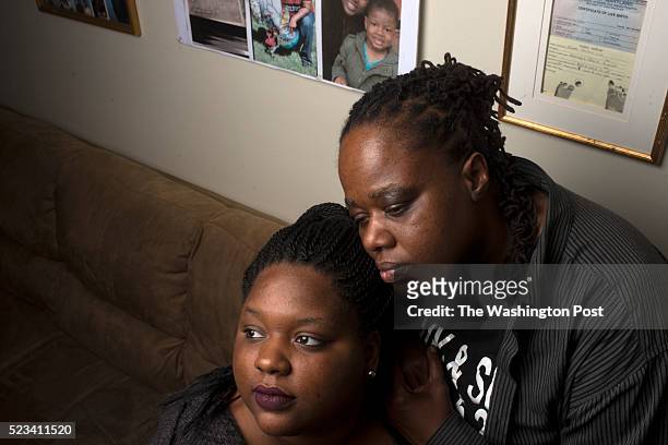 Romechia Simms with her mother in their home in Waldorf, Maryland on March 18, 2016. Romechia Simms was recently release from jail for the death of...