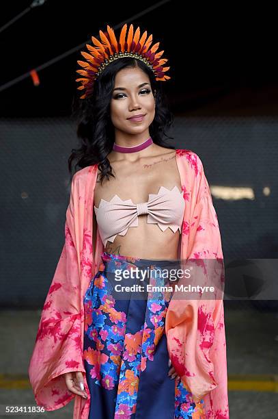 Singer/songwriter Jhen�� Aiko backstage during day 1 of the 2016 Coachella Valley Music & Arts Festival Weekend 2 at the Empire Polo Club on April...