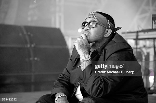 Mustard poses backstage during day 1 of the 2016 Coachella Valley Music & Arts Festival Weekend 2 at the Empire Polo Club on April 22, 2016 in Indio,...