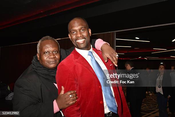 Presenter Magloire and Kick Boxing Champion Pascal Gentil attend 'WLIVE REVENGE' - Wrestlemania Show Party at Hotel Accor Arena Bercy on April 22,...