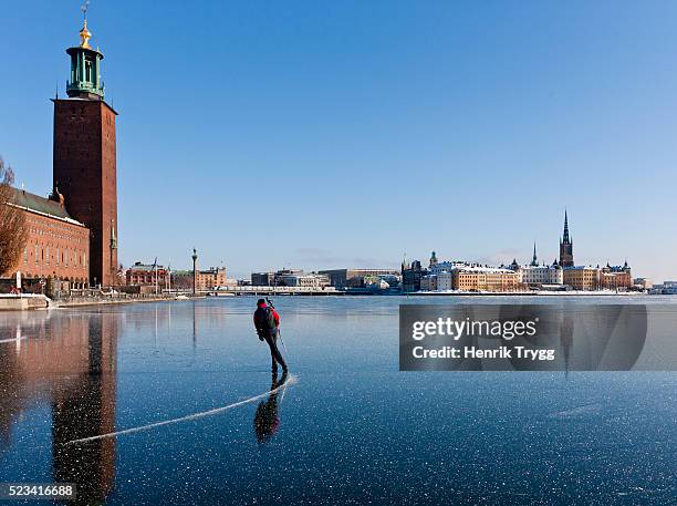 iceskating in stockholm city - sweden winter stock pictures, royalty-free photos & images