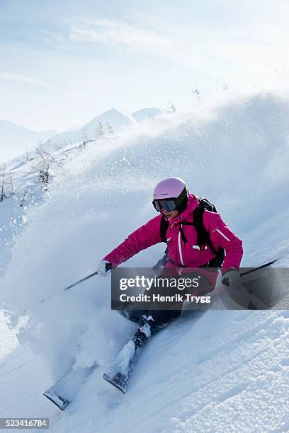 powder skiing - wintersport stock-fotos und bilder