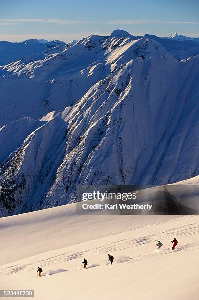 heli-skiing in the cariboo mountains - cariboo stock pictures, royalty-free photos & images