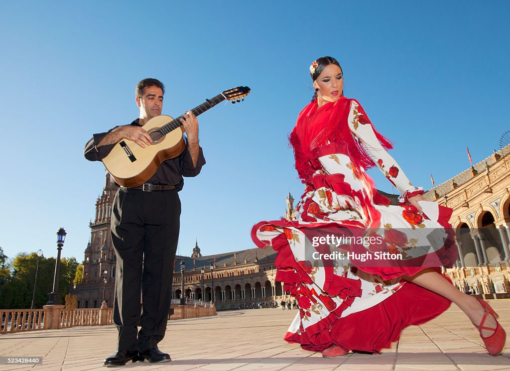 Flamenco dancer and guitarist