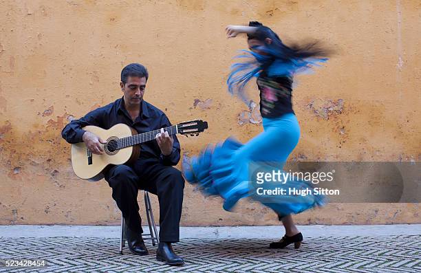 flamenco dancer and guitarist - baile flamenco fotografías e imágenes de stock