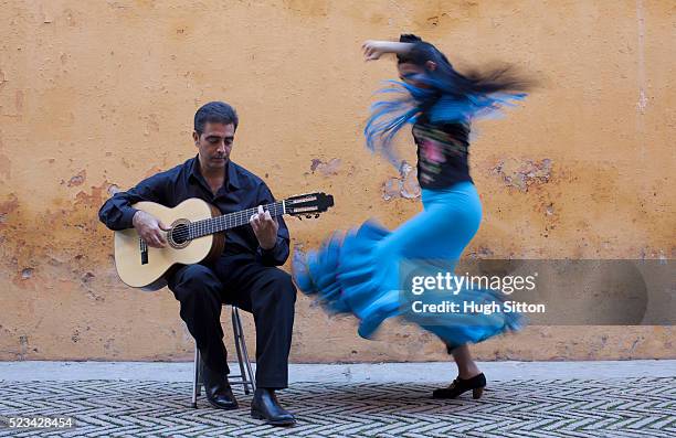 flamenco dancer and guitarist - danse traditionnelle photos et images de collection