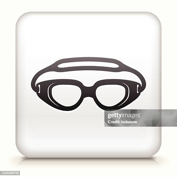square button with swimming goggles royalty free vector art - swimming goggles white background stock illustrations